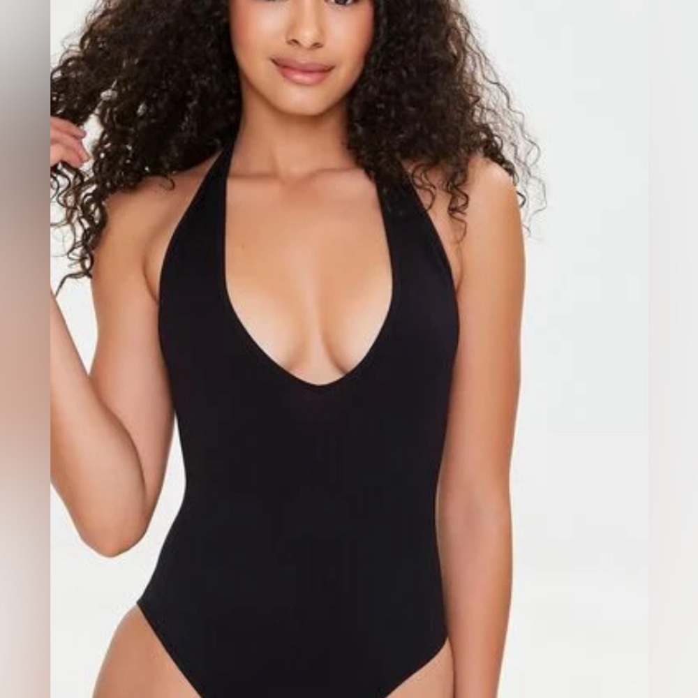 forever 21 black halter bodysuit